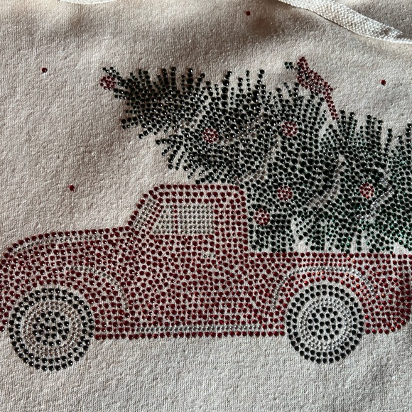 Christmas fleece hoodie , with custom bejeweled design. XXL - Picture 2 of 4